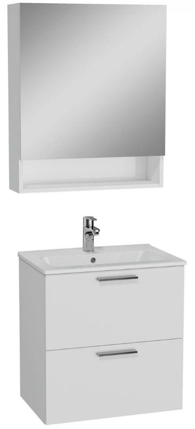 Vitra Mia 66049 Banyo Dolabı Seti 80 Cm,Çekmeceli,Tezgahüstü Lavabolu,Parlak Beyaz.